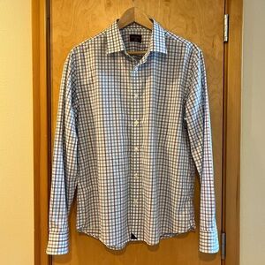 UNTUCKit Slim Fit Button Down Shirt Men’s Large Blue Red Plaid Wrinkle Free